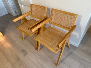 2 Sillas Comedor Madera Fresno y Ratán