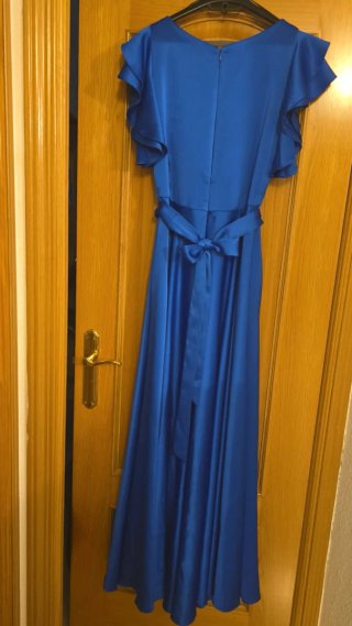 Vestido fiesta azul talla 46 con cinturón