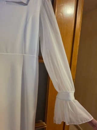 Vestido largo Clactive blanco mangas gasa,  boda.