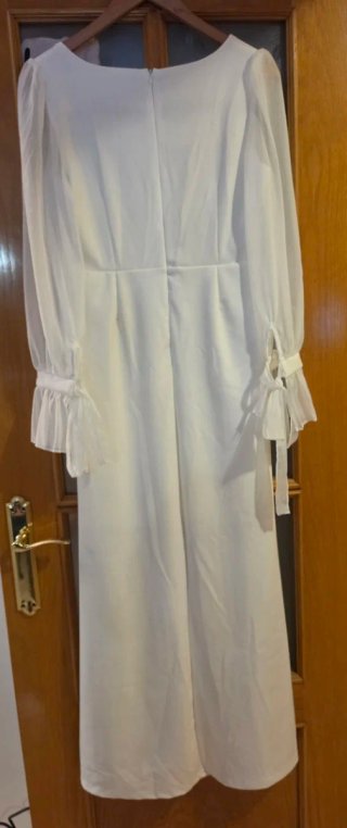 Vestido largo Clactive blanco mangas gasa,  boda.