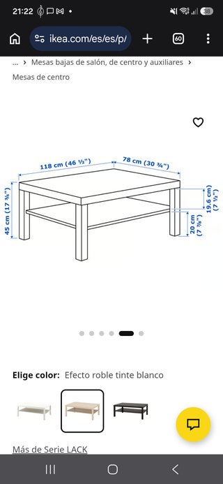 Mesa de centro Ikea Lack madera clara