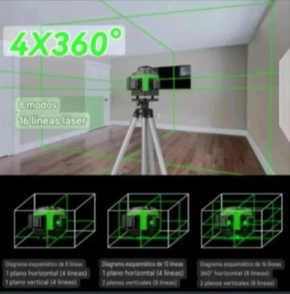 Nivel Láser 4D 16 Líneas Trípode Accesorios