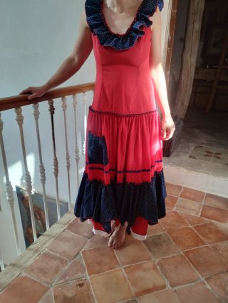 Vestido Flamenca Rojo y Azul Talla M