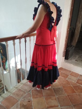 Vestido Flamenca Rojo y Azul Talla M