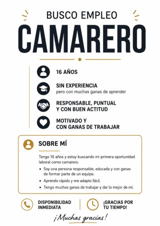 BUSCO EMPLEO COMO CAMARERO