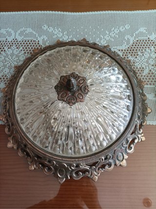 2 Plafones antiguos bronce y cristal