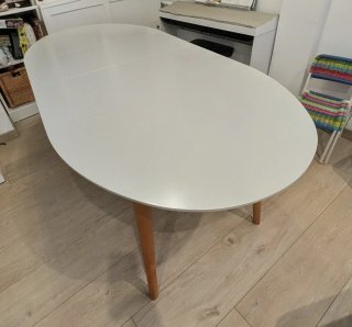 Mesa lacada blanca comedor extensible 4-10 persons