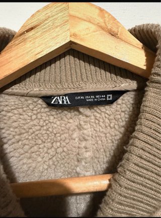 Abrigo Zara Beige Suede Bomber