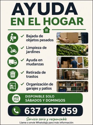 SERVICIOS DE AYUDA EN EL HOGAR (SÁBADOS Y DOMINGO