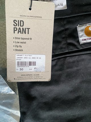 Pantalón Carhartt Sid Pant Negro Talla W30 L32