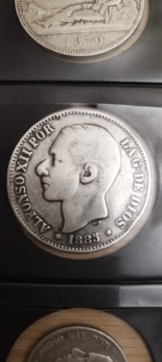 Moneda Plata Española 5 pesetas Alfonso XII 1885