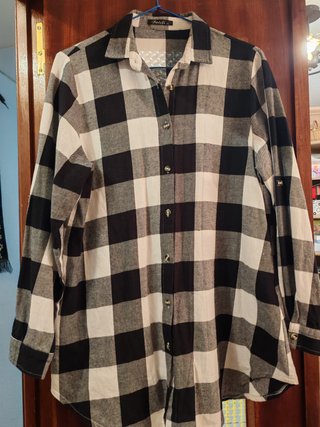 Camisa cuadros blanco y negro mujer Talla 44