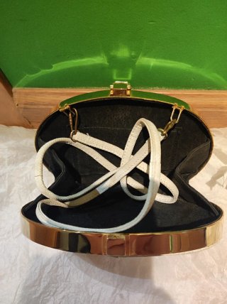 Bolso Clutch Fiesta Blanco y Dorado