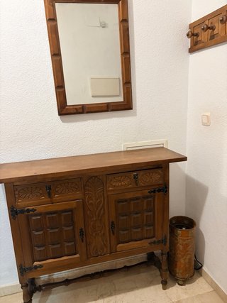Conjunto Mueble Entrada Madera Antiguo