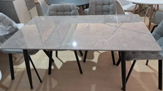 Mesa efecto mármol gris y blanco