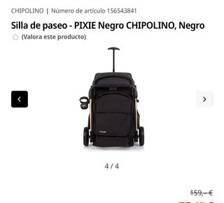 Silla de paseo Chipolino Pixie Negra