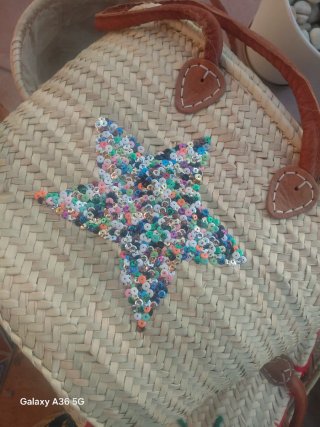 Bolso de playa con estrella de lentejuelas