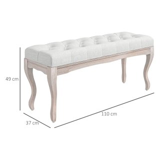 Banco Pie de Cama Acolchado Blanco