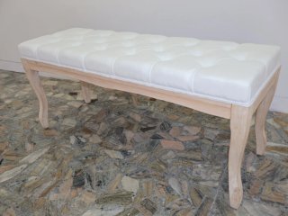 Banco Pie de Cama Acolchado Blanco
