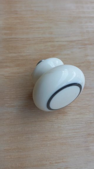 Tirador porcelana blanco detalle azul