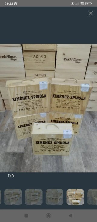 5 Cajas Madera almacenaje con asas.