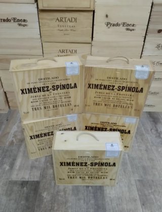 5 Cajas Madera almacenaje con asas.