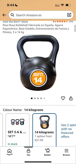 Pesa Rusa Kettlebell BSFIT 14 kg Con Caja