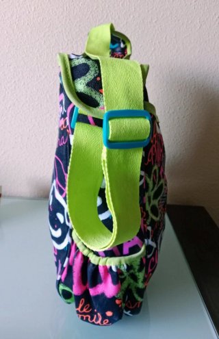 Bolso de hombro multicolor, estampado alegre paz