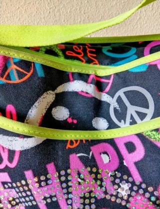 Bolso de hombro multicolor, estampado alegre paz