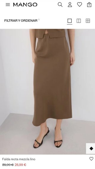 Falda Midi Marrón