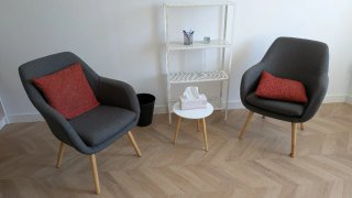 Sillón/ butaca/ butacón tela gris con patas roble