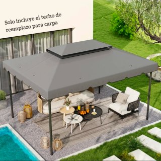 Techo Repuesto Cenador Outsunny 4x3 Gris