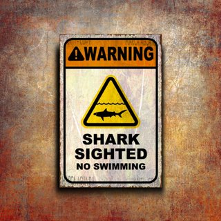 PLACA METALICA AVISO ZONA TIBURONES CARTEL METAL