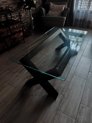 Mesa de centro cristal y madera