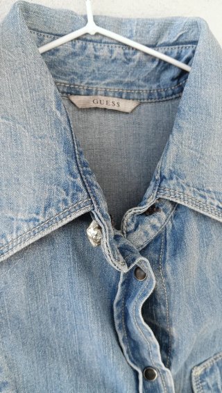 Camicia jeans donna Guess, tg XS, blu, 100% cotone
