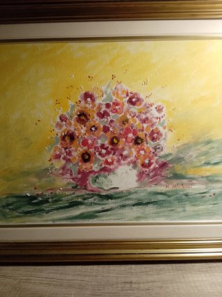 Quadro fiori su tela acrilica