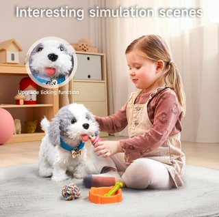 Perro peluche interactivo con correa mando