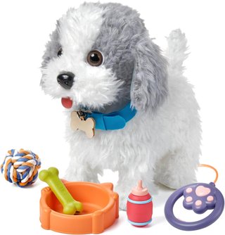 Perro peluche interactivo con correa mando