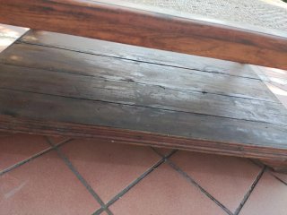 Mesa centro madera mimbre rústica