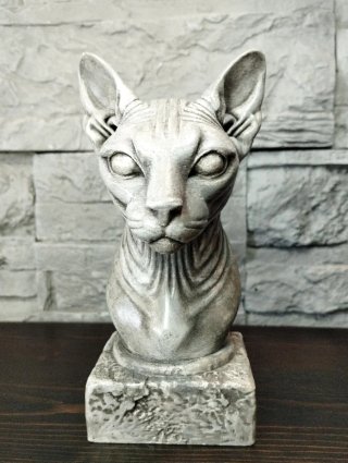 Statua Gatto Sphynx trofeo Scultura Busto Arredo