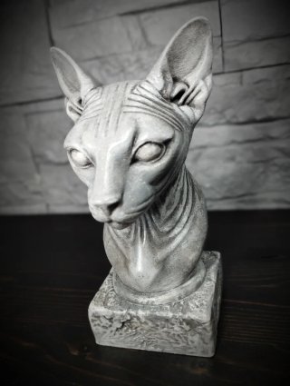 Statua Gatto Sphynx trofeo Scultura Busto Arredo