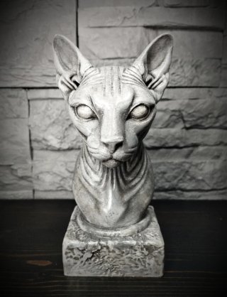Statua Gatto Sphynx trofeo Scultura Busto Arredo