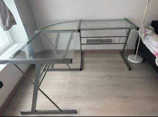 Mesa escritorio cristal angular