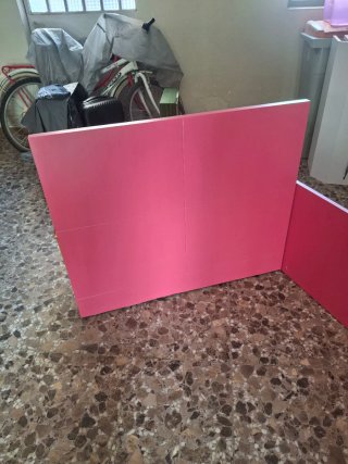 Cabecero y lateral cama madera rosa
