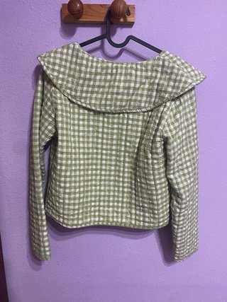 Chaqueta cuadros vichy verde y blanca