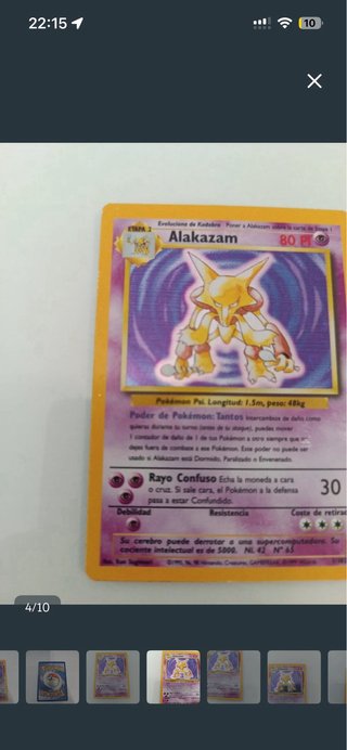 Carta Pokemon Alakazam base set holo