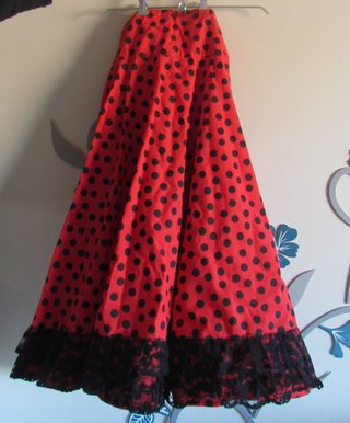 Falda flamenca roja lunares negros
