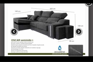 Sofá chaise longue 3 plazas tela beige