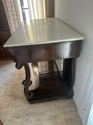 Consola clásica madera maciza mármol
