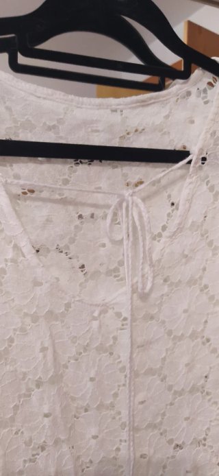 Vestido playero blanco encaje talla única